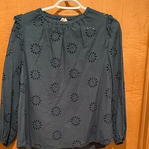 a.n.a Teal Eyelet Blouse